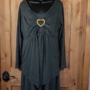 Elegant Gray Dress with Heart Detail